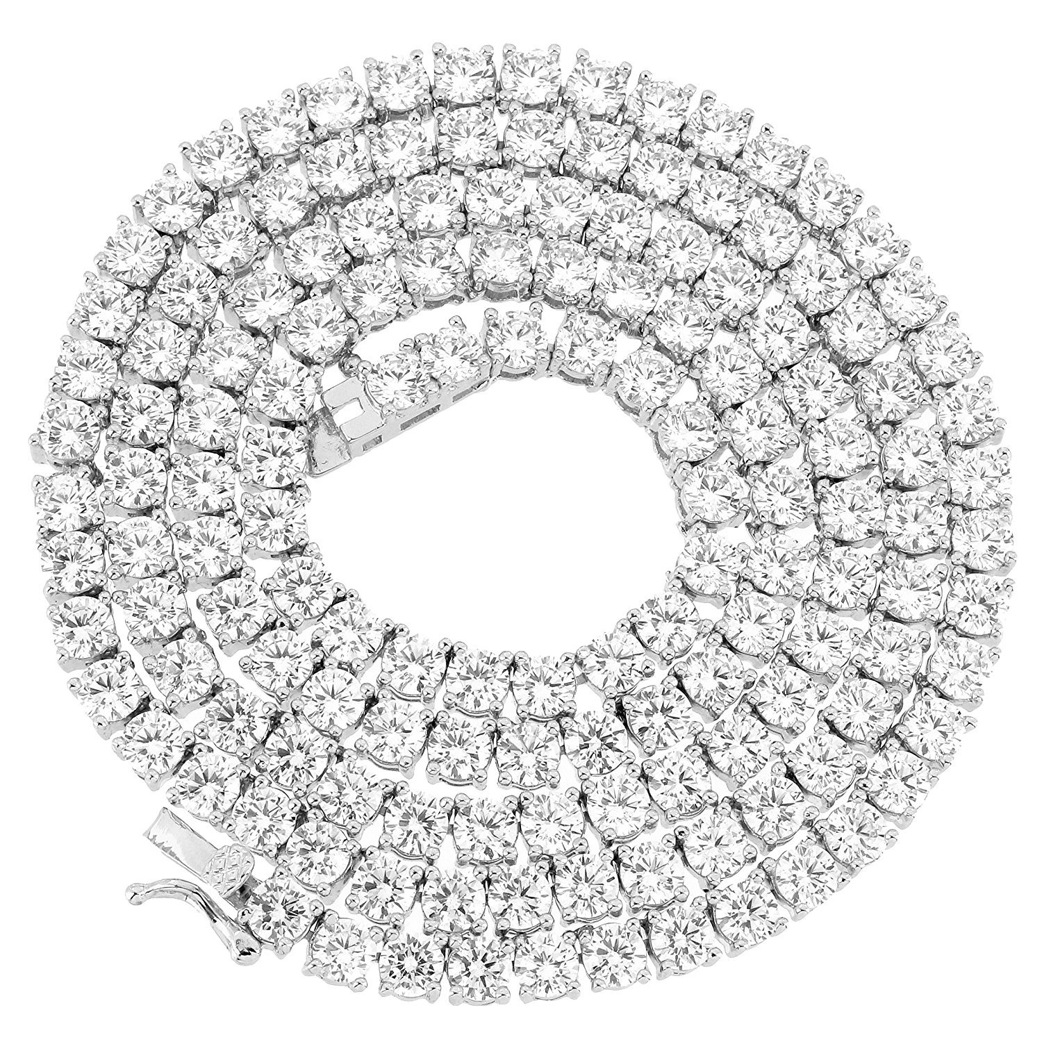 4mm Real 925 Sterling Silver Men's Tennis Chain with Iced Out Cubic Zirconia Catholic Cross Pendant - Durable Jewelry for Everyday Wear & Special Occasions