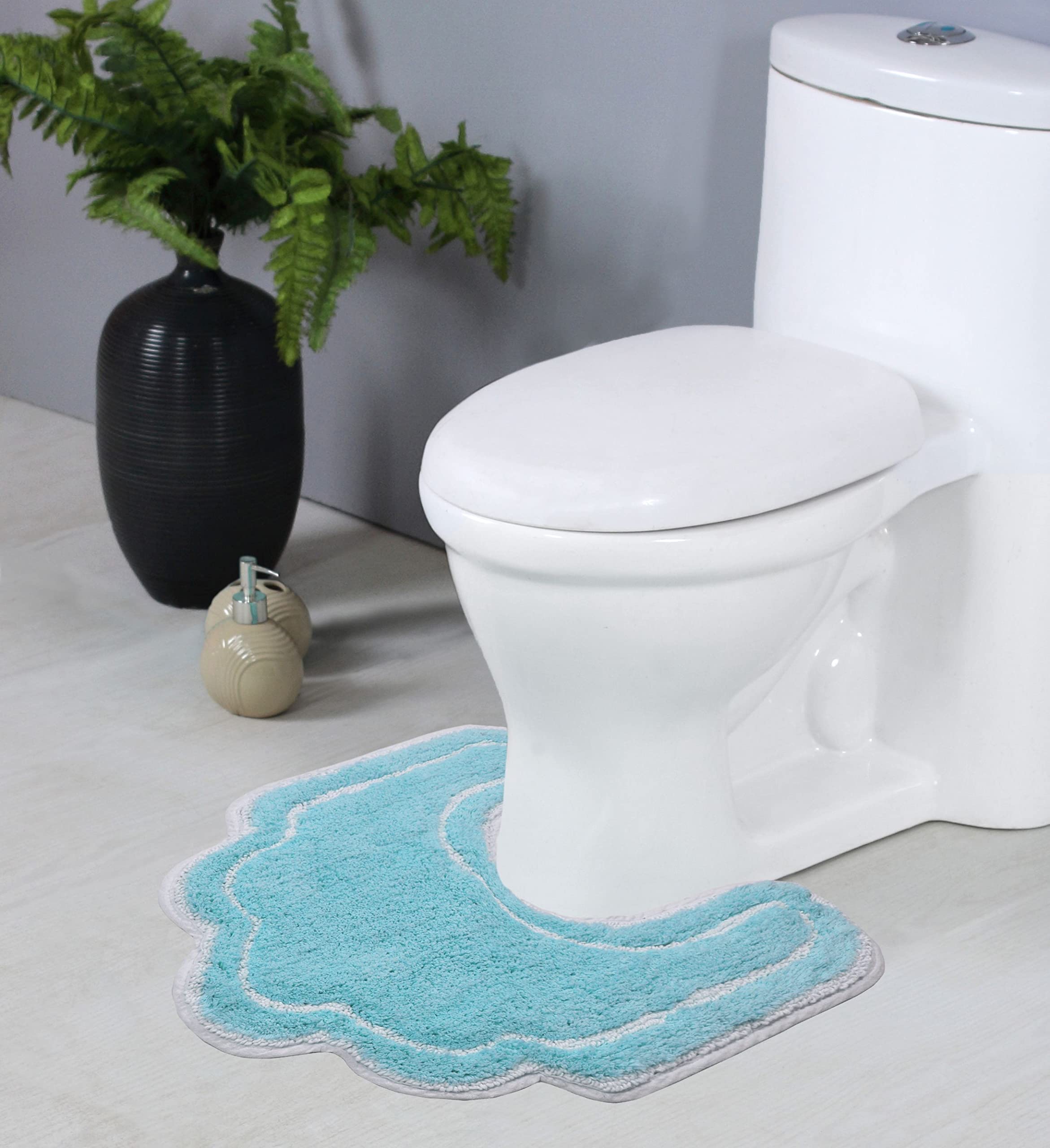 Premium U-Shaped Contour Toilet Rug - Extra Thick Non-Slip Bath Mat, 100% Cotton Soft & Absorbent, Machine Washable 20