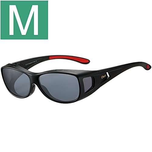 M Size Black Frame Red Temple Grey Lens
