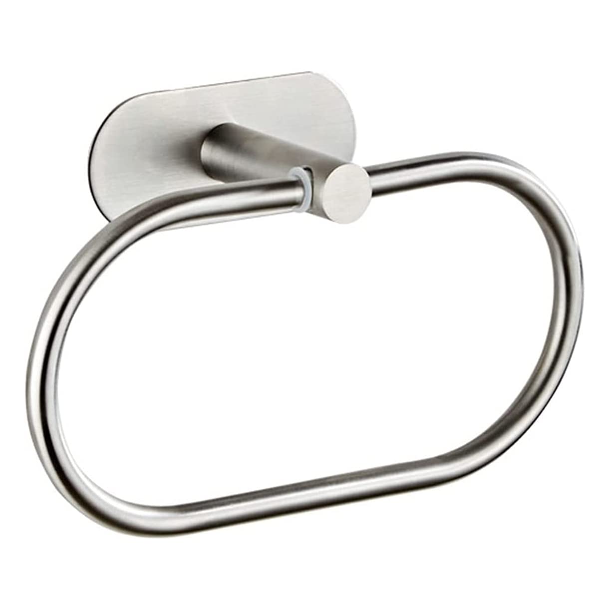 No Drill Self-Adhesive Towel Ring Holder - 304 Stainless Steel Bathroom Towel Rack with Brushed Nickel Finish (Silver) - Perfect for Small Spaces, Apartments, RVs & Dorm Rooms