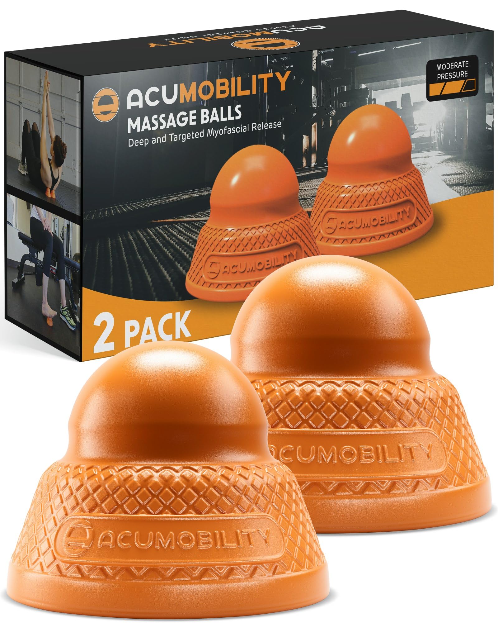 Acumobility Massage Ball Roller 2 Pack - Trigger Point Therapy Ball for Foot, Back & Muscle Pain Relief - Physical Therapy & Deep Tissue Massage Tool - Perfect for Home, Gym & Office Use