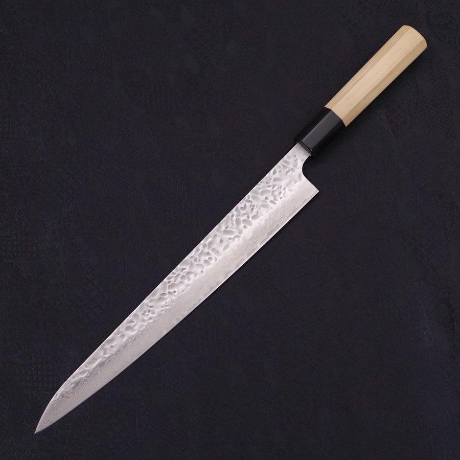Premium AUS-10 Steel Sujihiki Knife - Handcrafted Tsuchime Damascus Blade with Buffalo Magnolia Handle - 270mm Sashimi & Sushi Chef Knife for Professional Japanese Cuisine