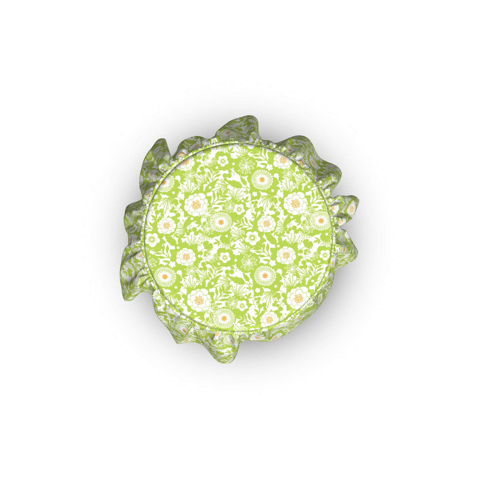 Ambesonne Botanical Ottoman Cover Set - 2 Piece Slipcover with Ruffle Skirt for Square/Round Footstools | Abstract Floral Design in Apple Green & Pale Orange | Home Decor Accent for Living Room, Bedroom & Nursery