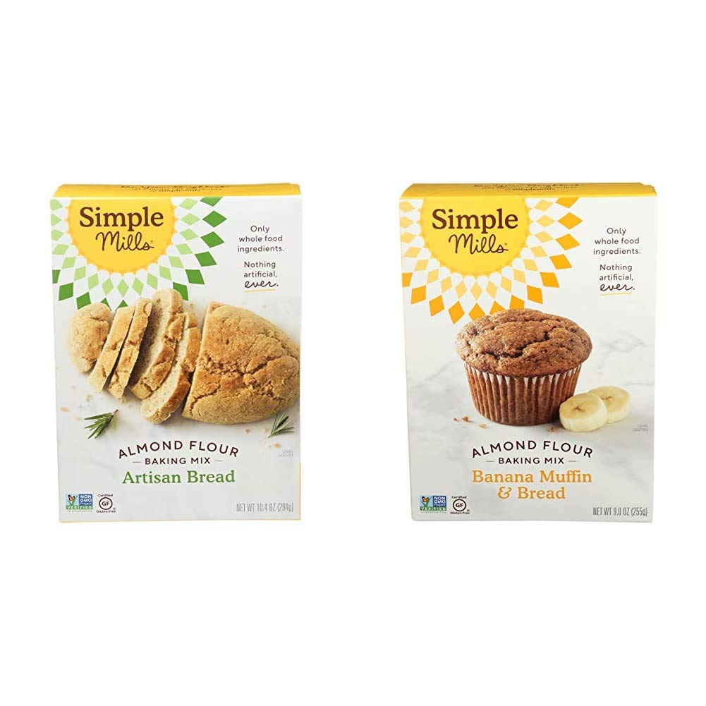 Simple Mills Almond Flour Baking Mix - Gluten Free Bread & Banana Muffin Mix (2 Pack) | Healthy, Organic, Paleo-Friendly | Perfect for Breakfast, Snacks & Family Gatherings