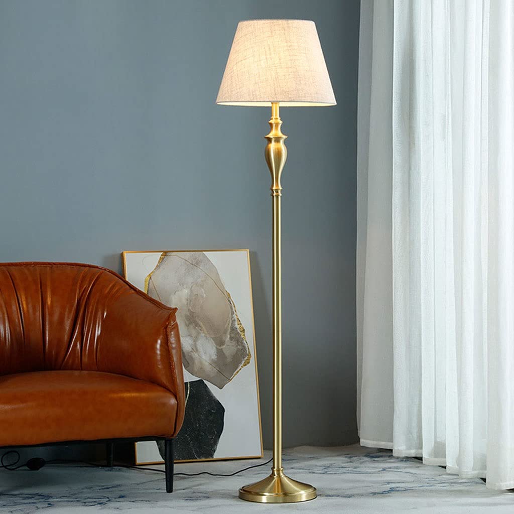 Modern Brass Floor Lamp for Office, Living Room & Bedroom - Adjustable Standing Reading Light with Decorative Lamppost Design | Perfect for Home Office, Study Nook & Cozy Reading Corner