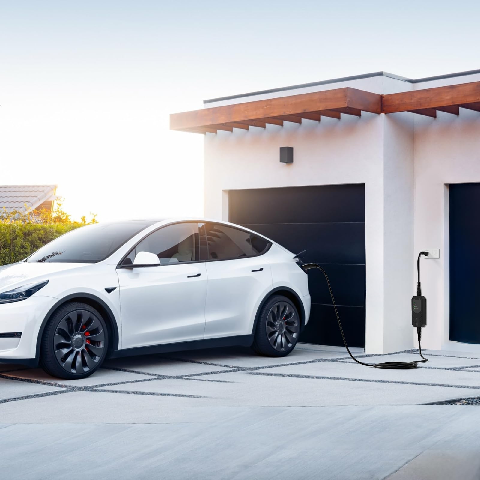 16 Amp Level 1-2 Tesla Charger with NEMA 6-20 Plug & 5-15 Adapter | Portable EV Charger for Tesla Model X/Y/3/S & Cybertruck | Home & Travel Electric Vehicle Charging Solution