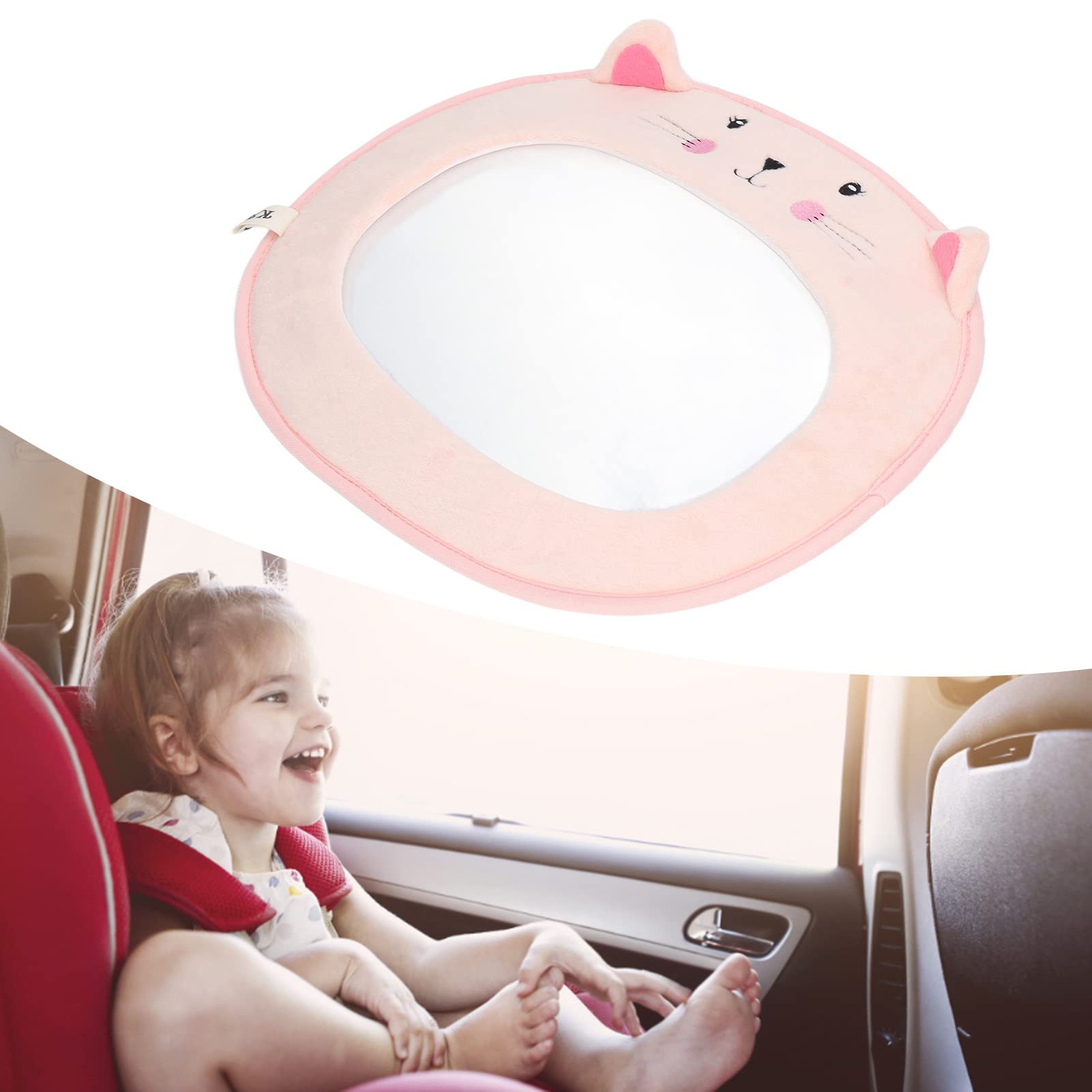Hyuduo 3D Cartoon Cat Design Baby Safety Mirror - Acrylic Car Backseat Rearview Mirror for Infant Observation - Perfect for Parents to Monitor Baby in Rear-Facing Car Seats