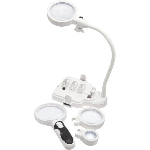 Konus Flexo M 2x/5x/16x Magnifying Glass - Desktop & Handheld Magnifier for Reading, Jewelry Inspection, Coin Collecting, and Crafting