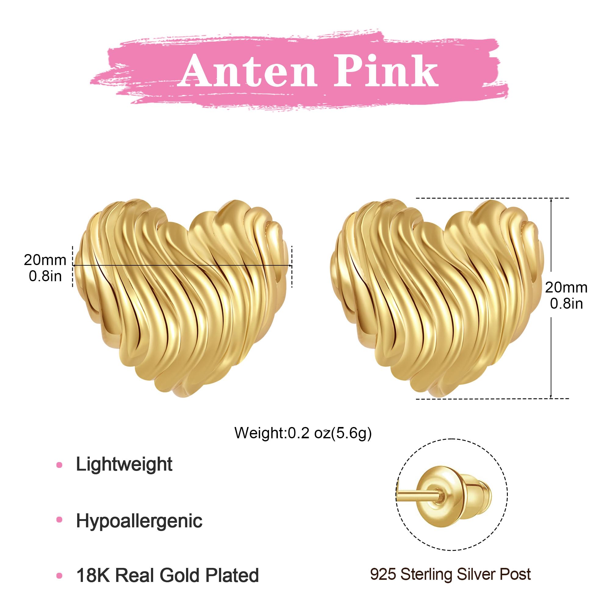 Trendy Big Chunky Gold Earrings for Women – Hypoallergenic 925 Sterling Silver Drop Stud Earrings | Statement Wavy Button Earrings | Perfect Jewelry Gift for Women & Girls | Ideal for Parties, Weddings & Everyday Wear