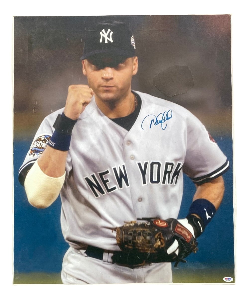 Authentic Derek Jeter Autographed 22x28 New York Yankees Stretched Canvas with PSA Hologram - Perfect for Sports Memorabilia Collectors & Yankees Fans Home Decor
