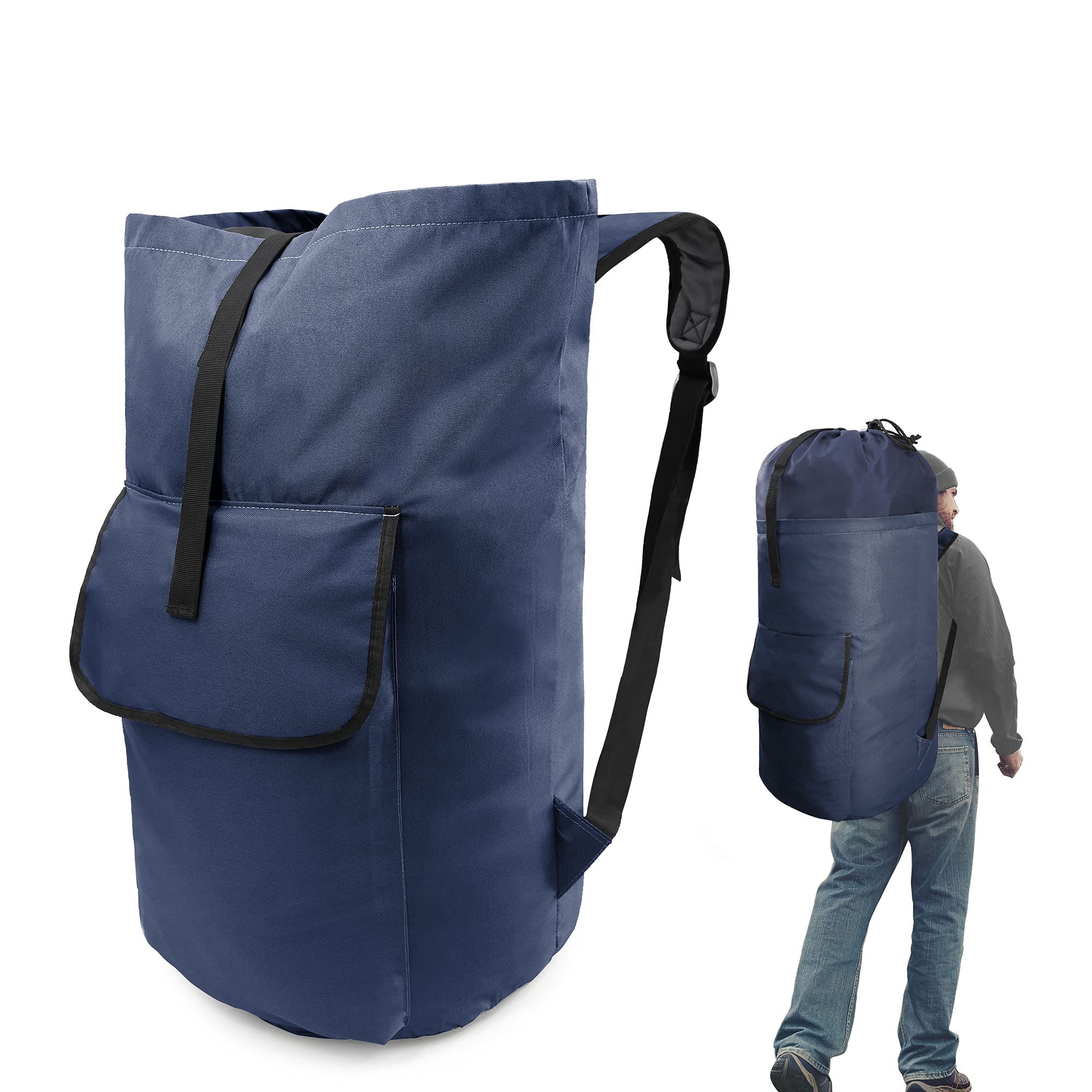 BeeGreen Extra Large Heavy Duty Laundry Backpack - Waterproof Travel Duffel Bag for Gym, Camping & College Dorm (50L Capacity)
