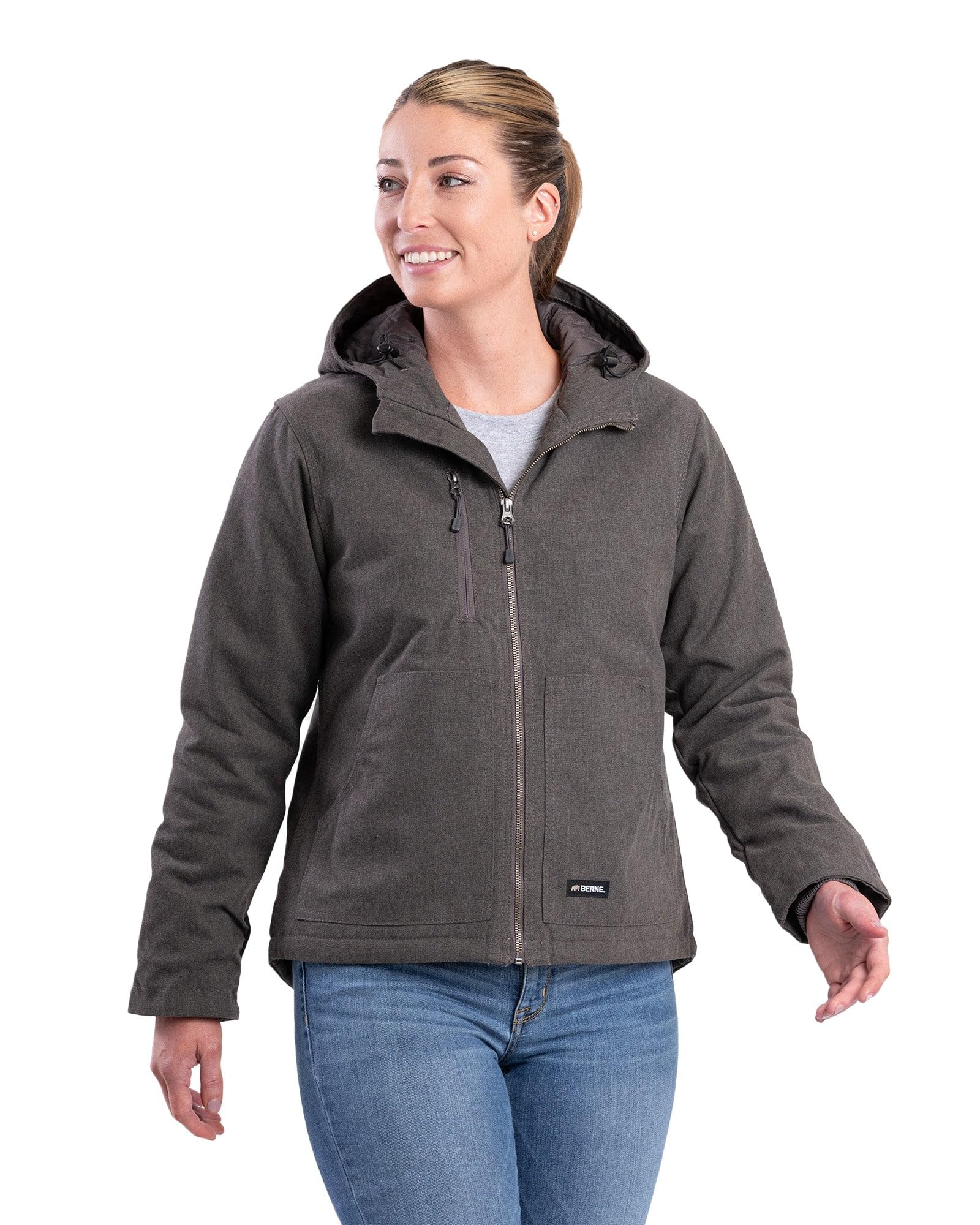 Berne Women's Softstone Modern Heathered Jacket - Lightweight Water-Resistant Fleece Coat for Outdoor Hiking, Camping & Casual Wear