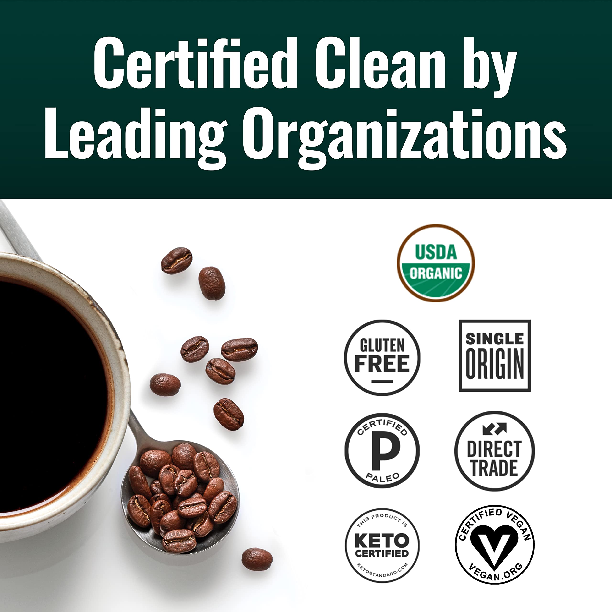 Natural Force Organic Clean Coffee Classic - Mold & Mycotoxin Free, Lab Tested for Purity, Low Acidity Whole Bean Medium Roast (5 lbs) | Great for Home Brewing, Office Use & Gifts