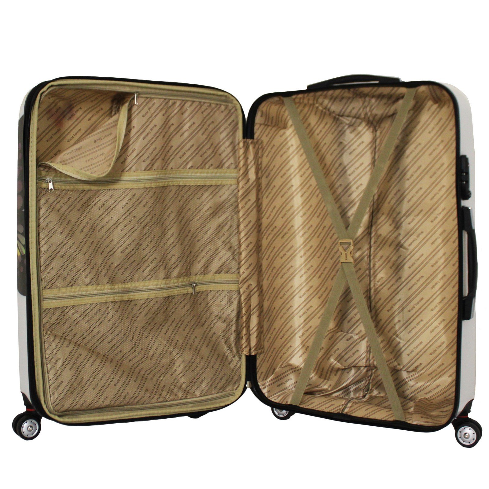 World Traveler Butterfly Luggage 4-Piece Set - Lightweight Spinner Suitcases with TSA Lock for Women & Teens - Perfect for Family Vacations, Business Trips & International Travel