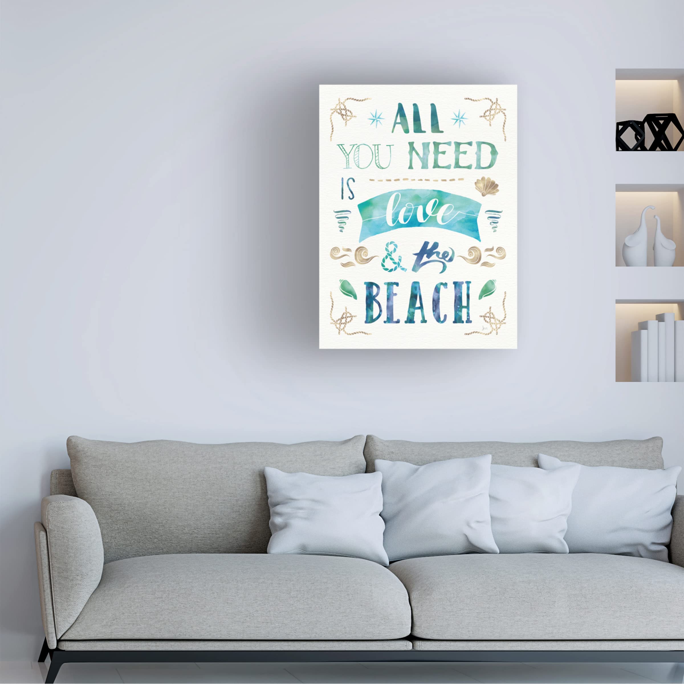 Trademark Fine Art 'Love and the Beach I' Canvas Wall Art Print by Jess Aiken - Coastal Decor for Living Room, Bedroom & Beach House