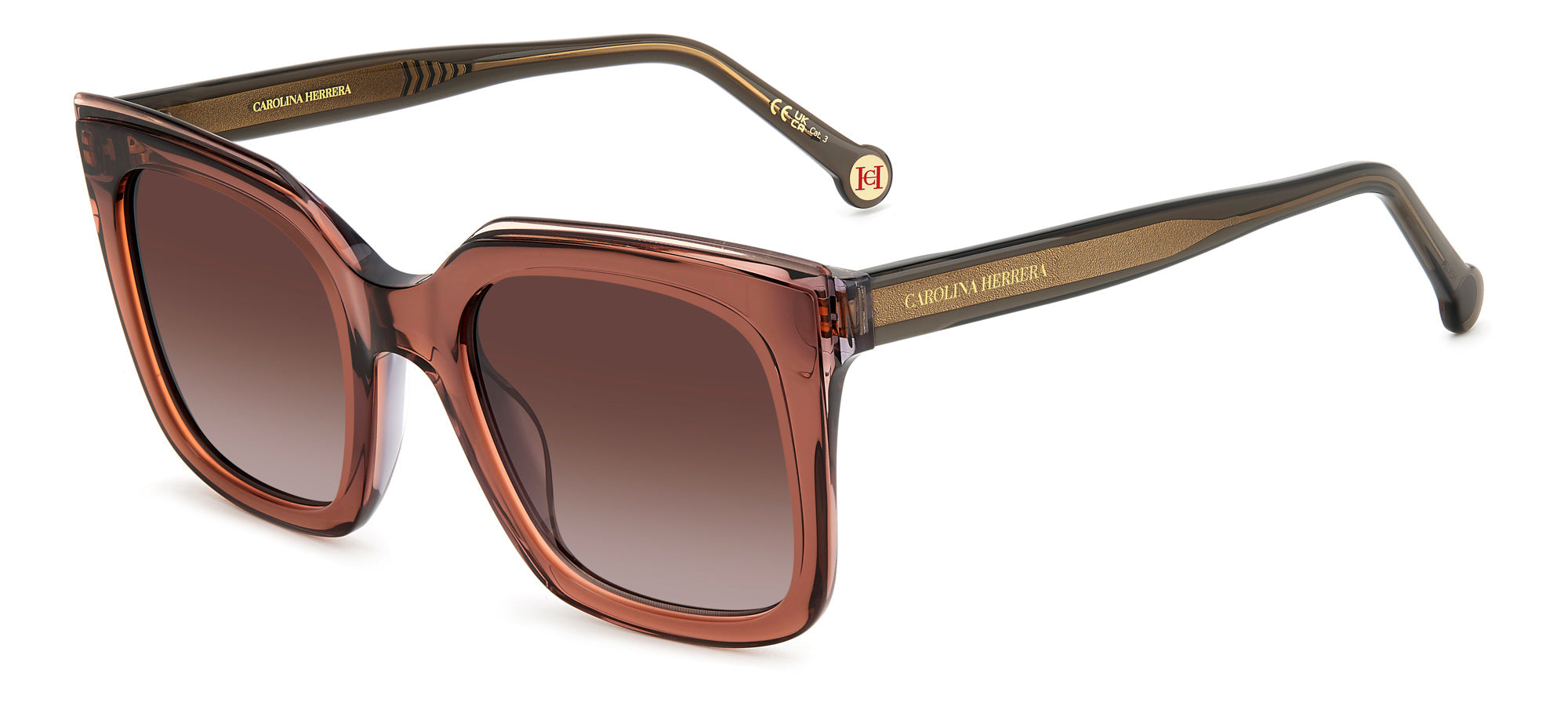 Carolina Herrera HER 0249/G/S Gold-Tone Sunglasses for Women - Luxury Fashion Shades for Everyday Wear & Outdoor Activities