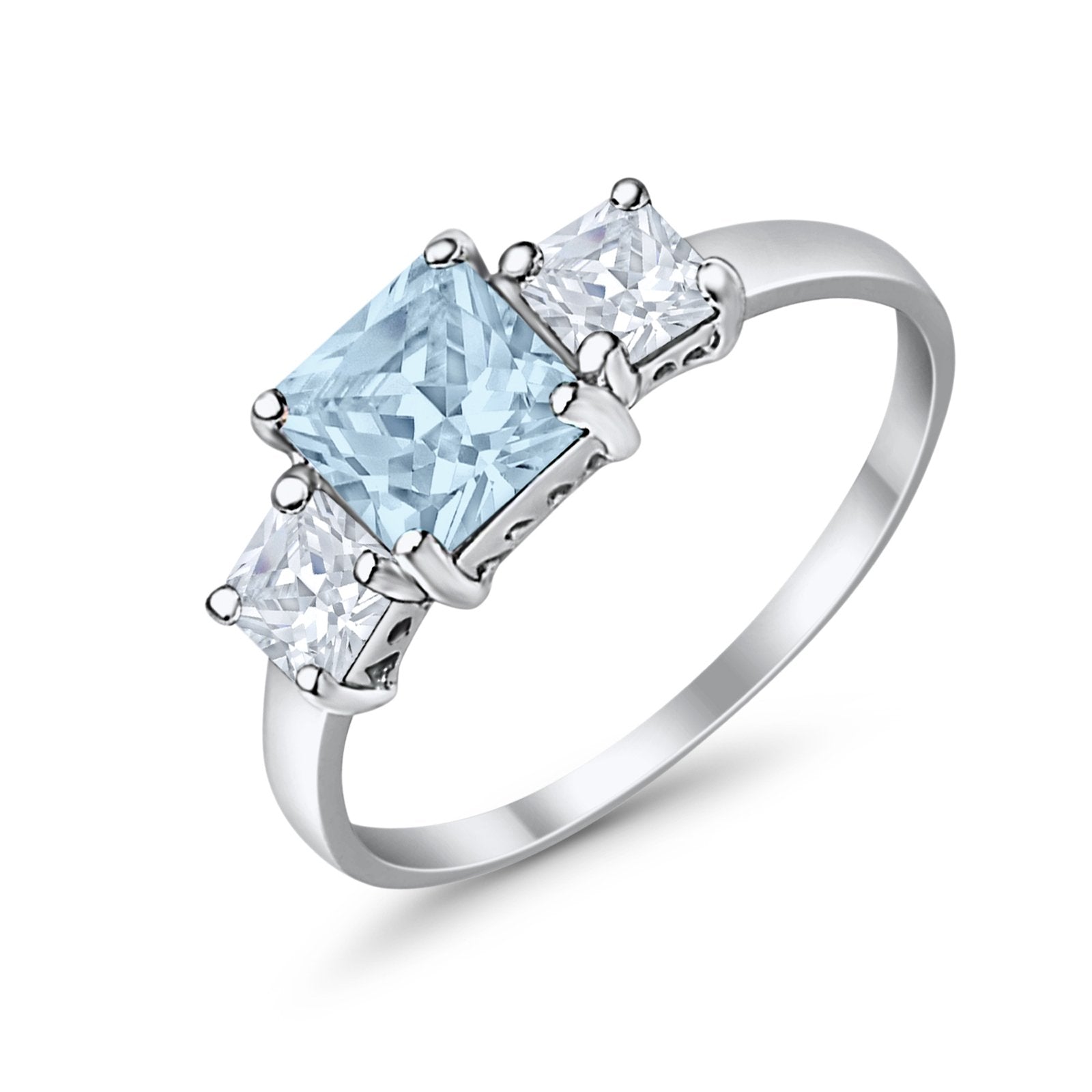 3 Stone Princess Cut Cubic Zirconia Ring - 925 Sterling Silver Fashion Jewelry for Women - Perfect for Weddings, Anniversaries & Special Occasions