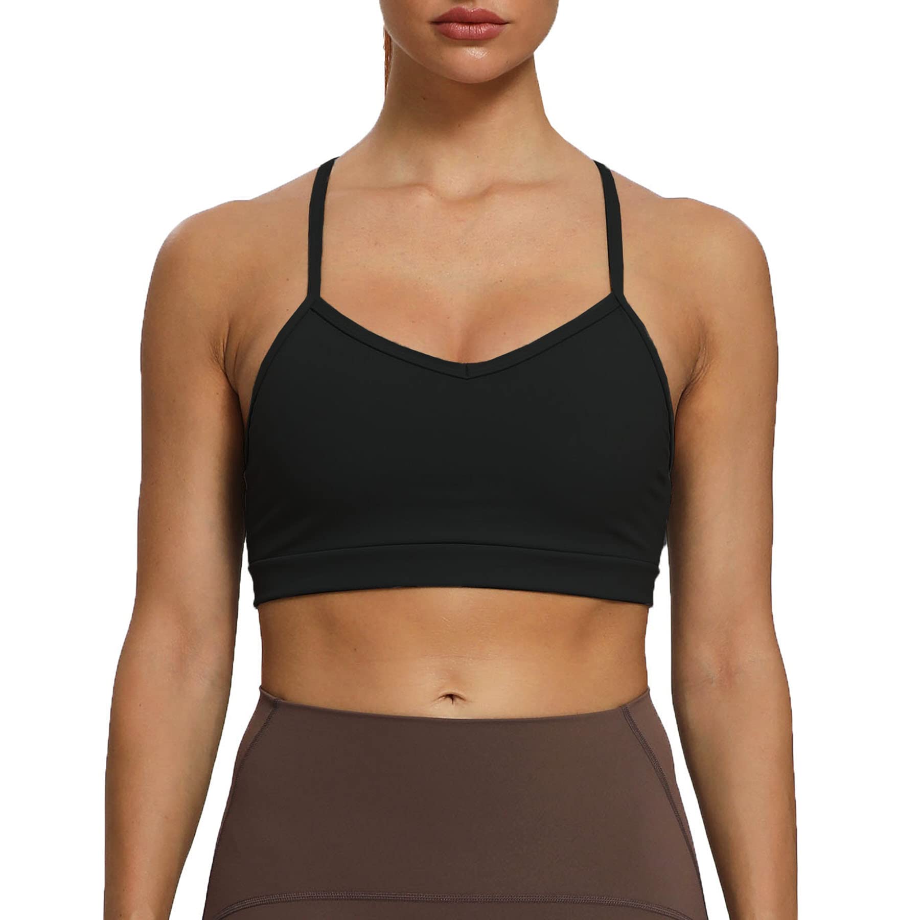 Aoxjox Women's Workout Sports Bra - Low Impact Yoga Crop Top with Padded Support, Backless Design for Fitness & Gym - Perfect for Yoga, Running, and Daily Activewear