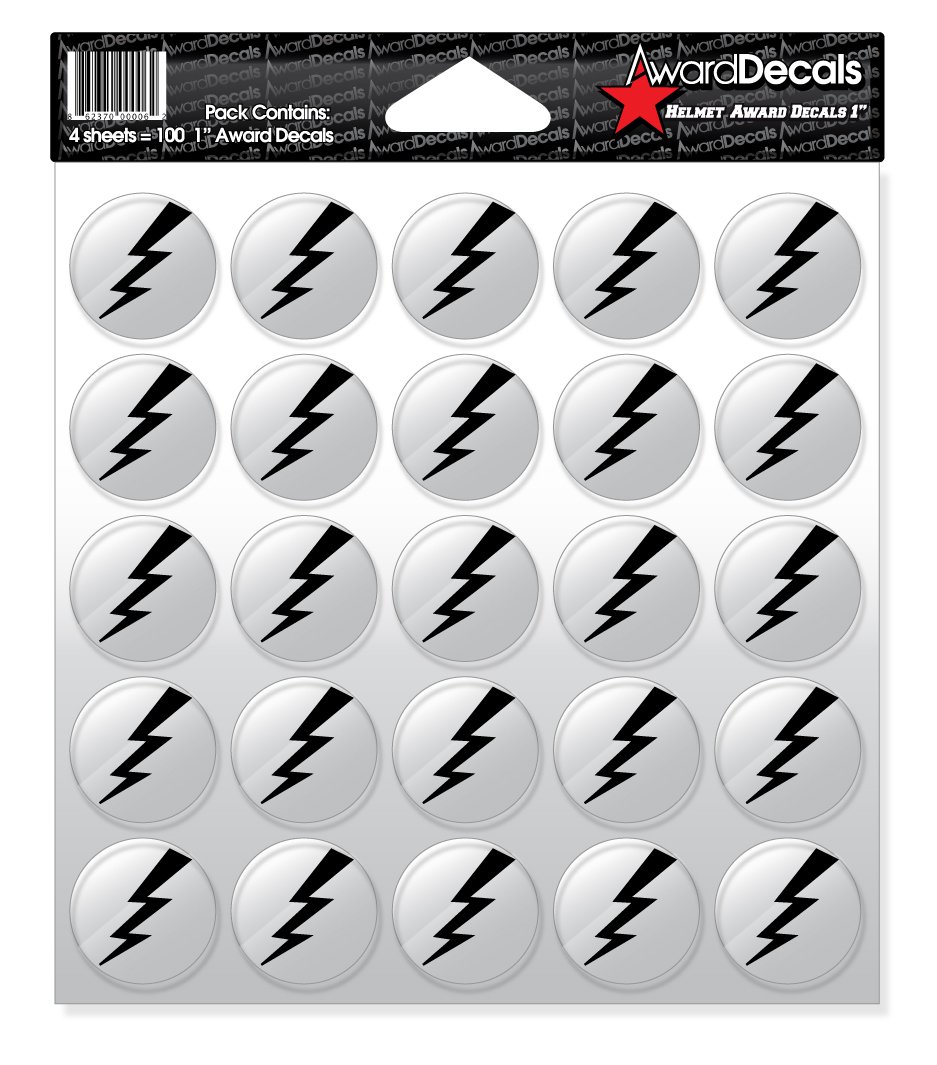 Lightning Bolt Award Decals - Black on Clear Vinyl Stickers for Sports, School & Military Recognition - Perfect for Trophies, Helmets & Notebooks