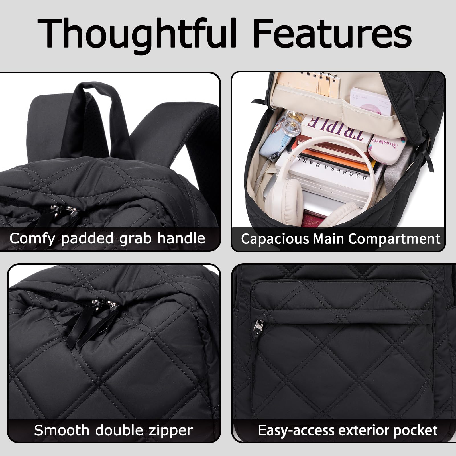 CAMTOP Women's Travel Backpack - Lightweight Water-Resistant School Backpack for College, Work & Daily Commute - Durable Casual Daypack (Black) - Perfect for Business Trips, Campus Life & Outdoor Adventures