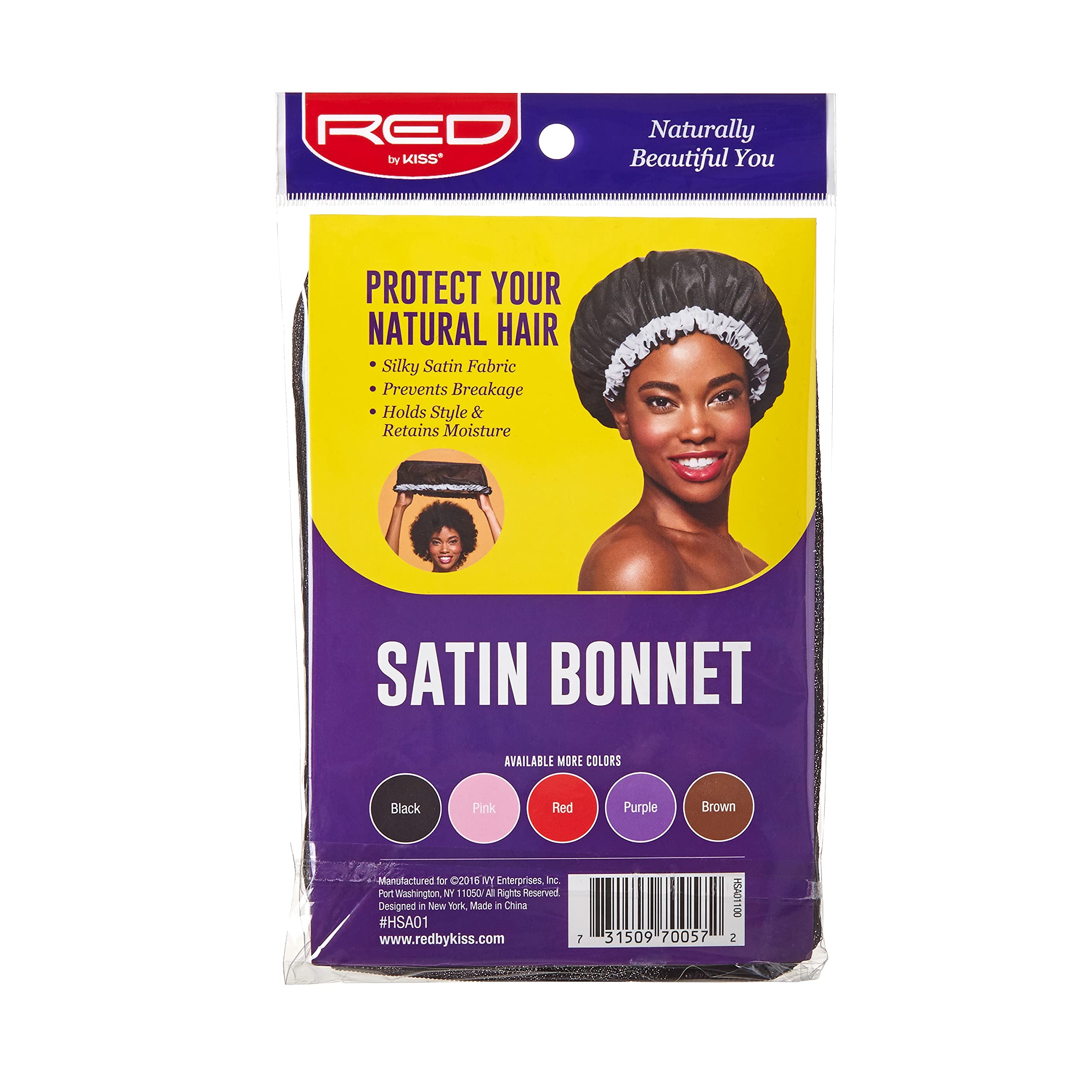 Red By Kiss Satin Bonnet Large - Black Silk Sleep Cap for Women & Men - Protect Hair While Sleeping, Reduce Frizz & Breakage - Perfect for Curly, Natural, Braided & Weave Hair Care
