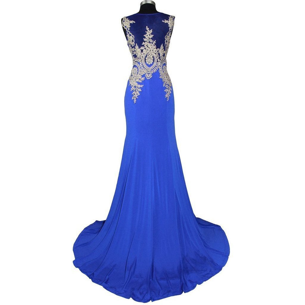 **Lemai Spandex Mermaid Evening Dress with Sheer Gold Crystals & Lace – Elegant Long Prom Gown for Women – Perfect for Formal Events, Galas & Special Occasions**