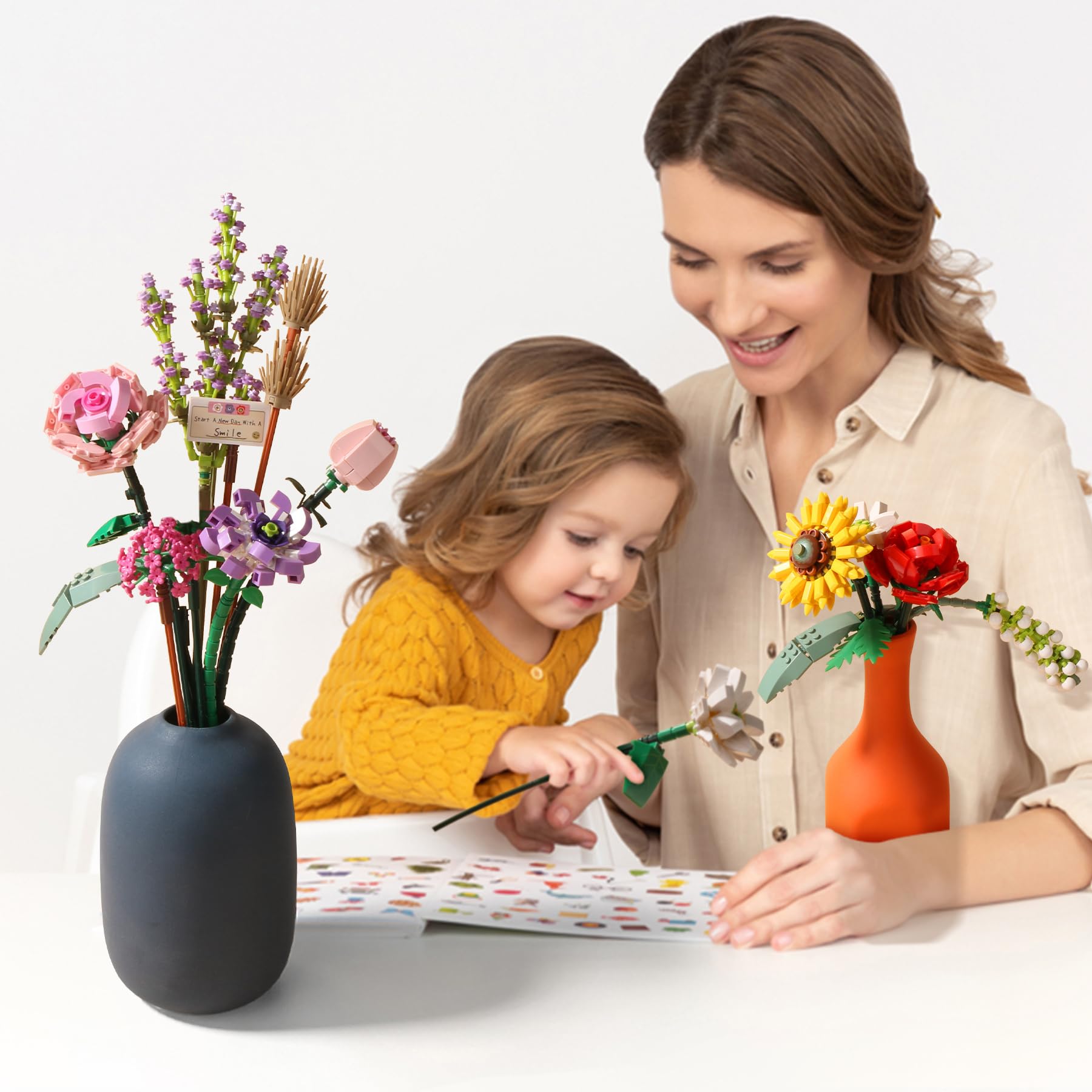 Mini Bricks Flower Bouquet Building Kit - 547 Piece Botanical Collection for Girls Ages 8-12 | DIY Artificial Flowers for Home Decor, Unique Gift Idea (Not Lego Compatible) | Perfect for Birthday Presents, Room Decoration & Creative Play
