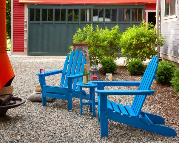 Polywood Classic Folding Adirondack Chair 3-Piece Set - Outdoor Patio Furniture for Deck, Poolside & Garden Relaxation