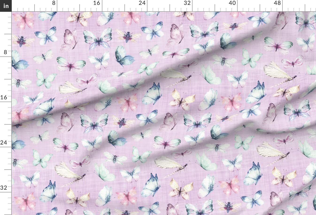 Butterfly Lilac Purple Turquoise Bug Print Minky Fabric by The Yard - Soft Plush Material for Sewing Baby Blankets, Quilt Backing & DIY Plush Toys - Perfect for Nursery Decor & Craft Projects