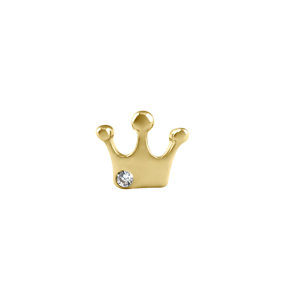 14K Solid Gold Crown Nose Ring with Genuine Stone - Elegant Body Jewelry for Women, Perfect for Parties, Weddings & Special Occasions