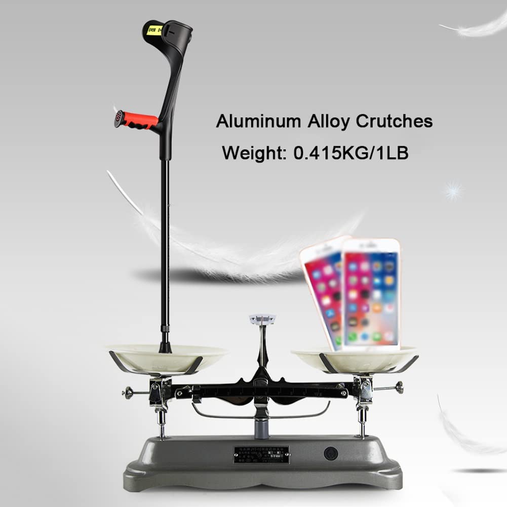 Adjustable Foldable Crutches for Adults - 10-Level Height Open Cuff Walking Canes, Lightweight Medical Mobility Aid for Fracture Recovery (5ft-6.5ft) - Ideal for Post-Surgery, Injury Rehabilitation & Daily Support (Black, 1 Pair)