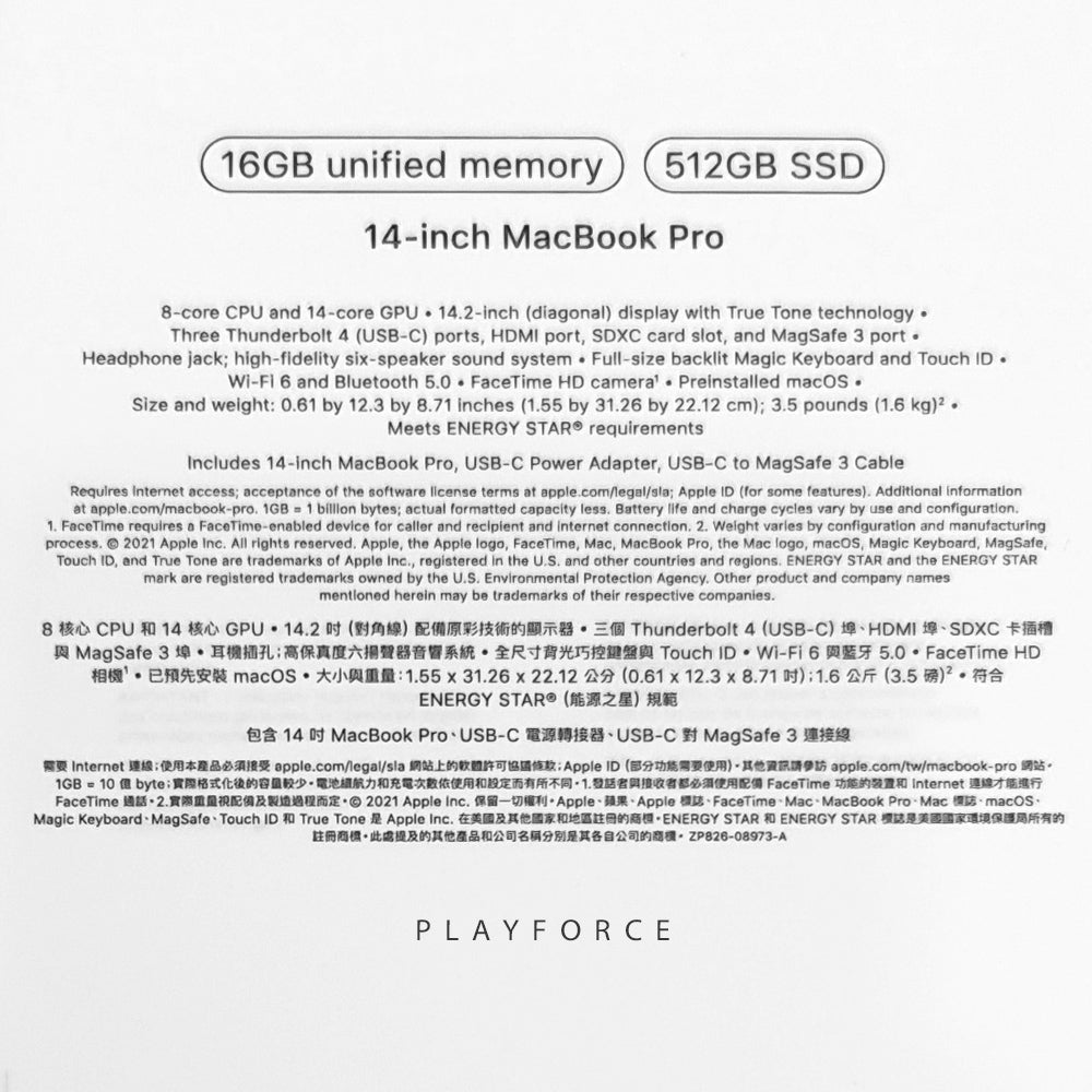 Apple MacBook Pro 14-inch Laptop (M1 Pro Chip, 16GB RAM, 512GB SSD, Space Gray) - Newest Model for Work, Gaming & Creative Professionals
