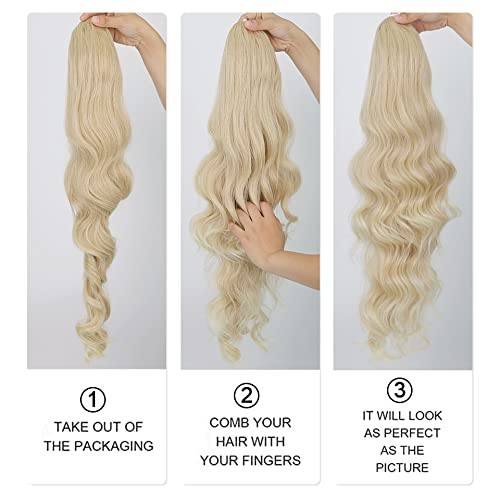 Natural-Looking Synthetic Drawstring Ponytail Hair Extension with Body Wave - Perfect for Daily Wear, Cosplay & Special Occasions
