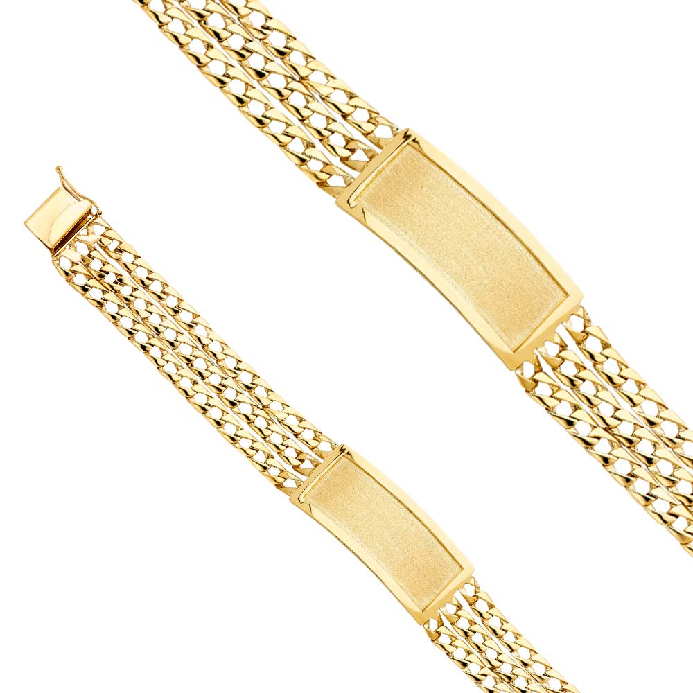 14K Yellow Gold 3mm Light Cuban Link ID Bracelet - 8.5