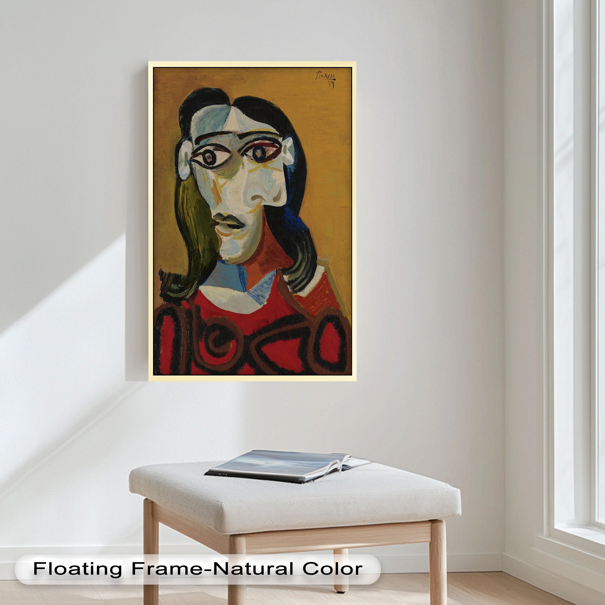 Abstract Portrait with Red Garment - Picasso Style Oil Painting Reproduction - Wall Art for Living Room, Bedroom & Office Decor