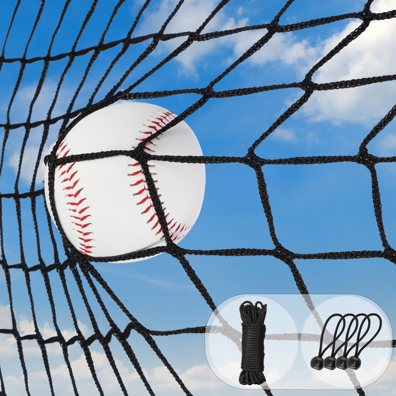 Heavy Duty Storgem Baseball Softball Backstop Net - Professional Knotless Sports Barrier Netting for Playing Field, Backyard, Garage & Training Practice