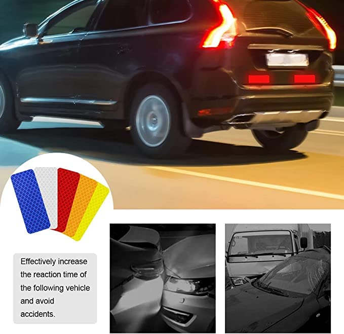 Taicols 40-Piece High Visibility Reflective Stickers - Waterproof Night Safety Warning Decals for Cars, Bikes & Bicycles | Enhanced Nighttime Road Safety for Cyclists, Runners & Emergency Vehicles
