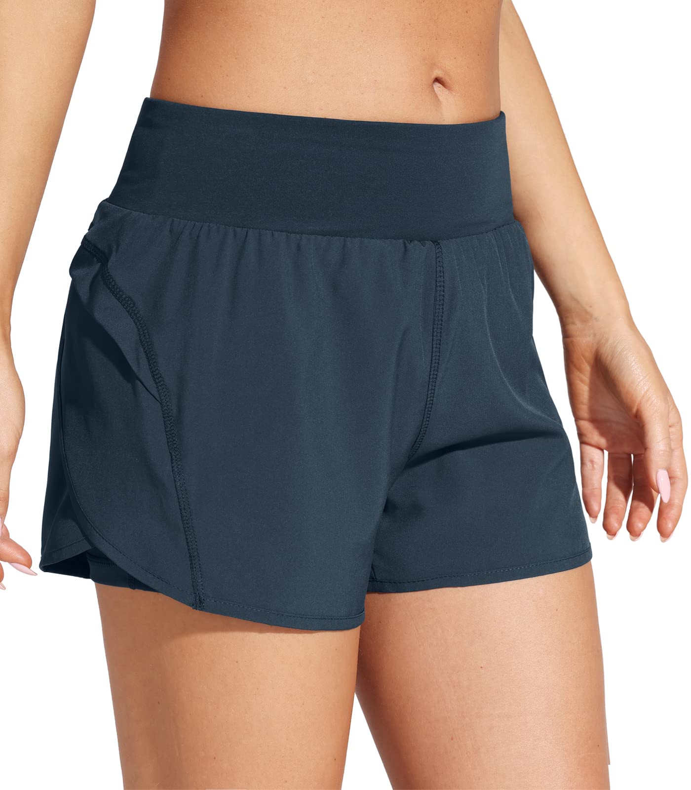 VILIGO Women's 2-in-1 High Waist Running Shorts with Zipper Pockets - Workout, Gym & Biker Athletic Shorts for Yoga, Cycling & Outdoor Activities