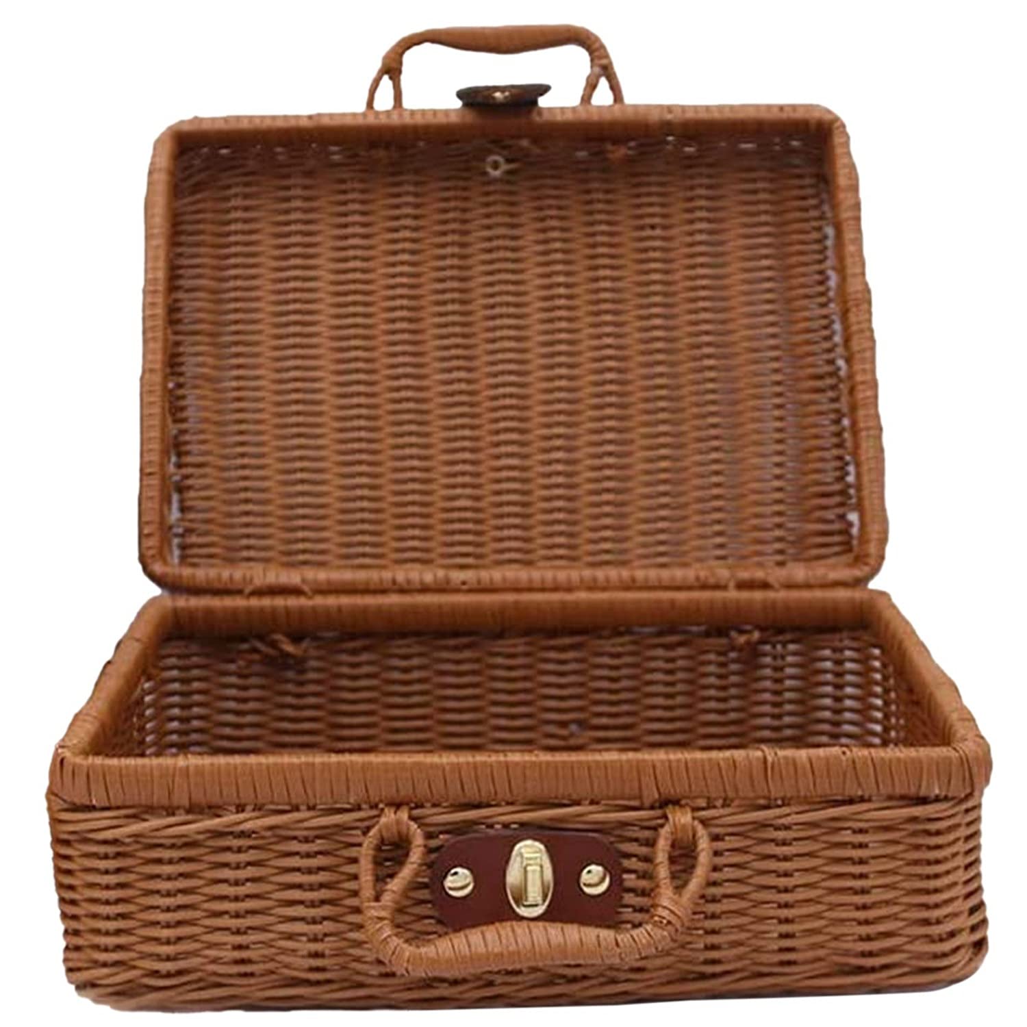 Vintage Wicker Picnic Basket - Handwoven Rattan Storage Case for Outdoor Picnics, Laundry, and Home Decor | Perfect for Beach, Camping, and Farmhouse Style