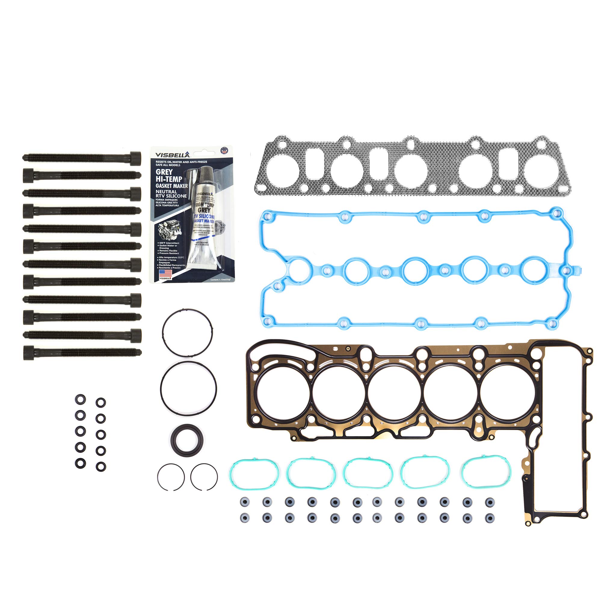 MA-9761241680 Head Gasket Bolts Set Compatible With 2005-2009 Volkswagen Jetta Beetle Rabbit 2.5L BGP BGQ BPR Engine - Perfect for Engine Repair & Maintenance