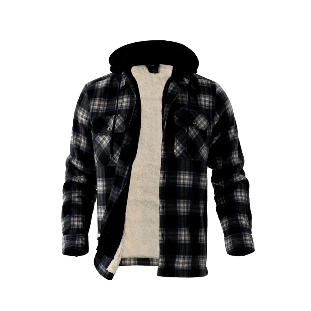 Men's Warm Plaid Berber Fleece Lined Jacket - Winter Outdoor Casual Coat for Hiking, Camping & Daily Wear