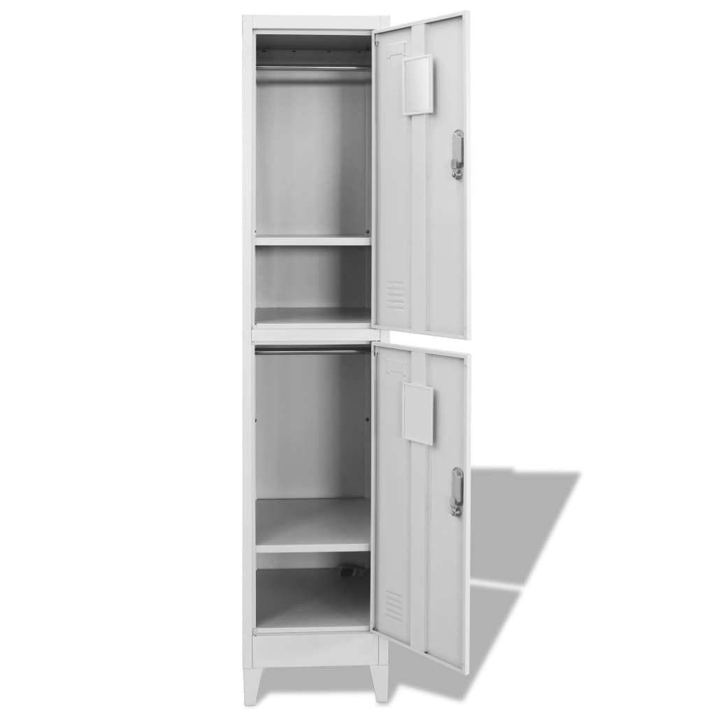 2-Compartment Metal Locker Cabinet with Mirror & Name Card Holder - 15