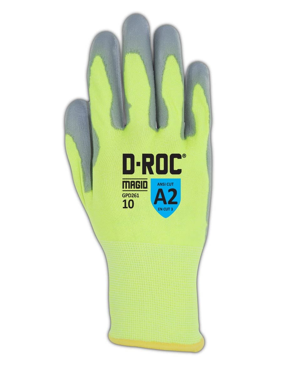 **ANSI A2 Hi-Vis DuraBlend Polyurethane Coated Work Gloves - 48 Pairs, Size 12/3XL, GPD261 - Durable Safety Gloves for Construction, Warehouse & Outdoor Work**