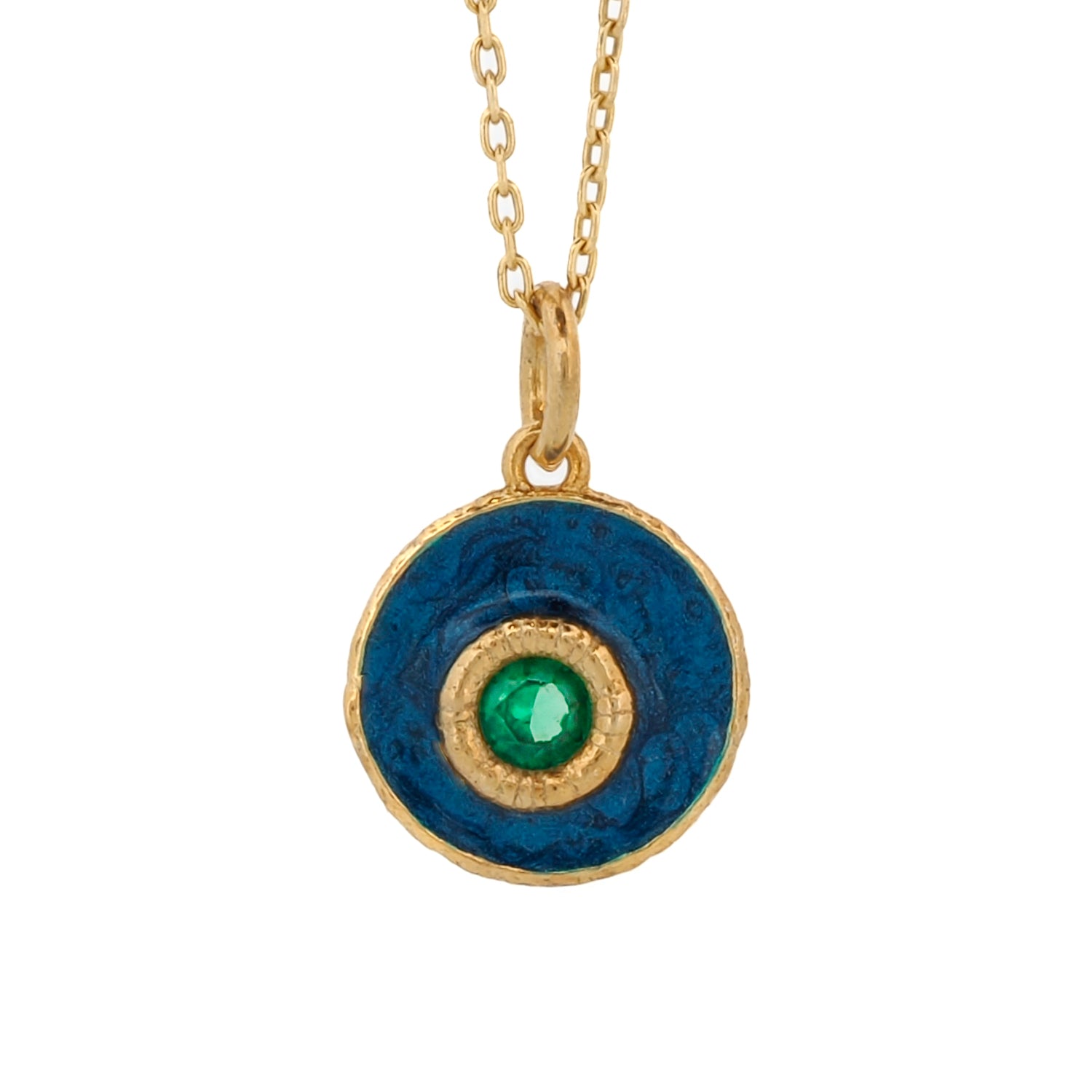 Blue Enamel Evil Eye Pendant Necklace with Jade Stone & Gold Chain - Protection Jewelry for Women, Gift for Her, Boho Chic Accessory for Everyday Wear