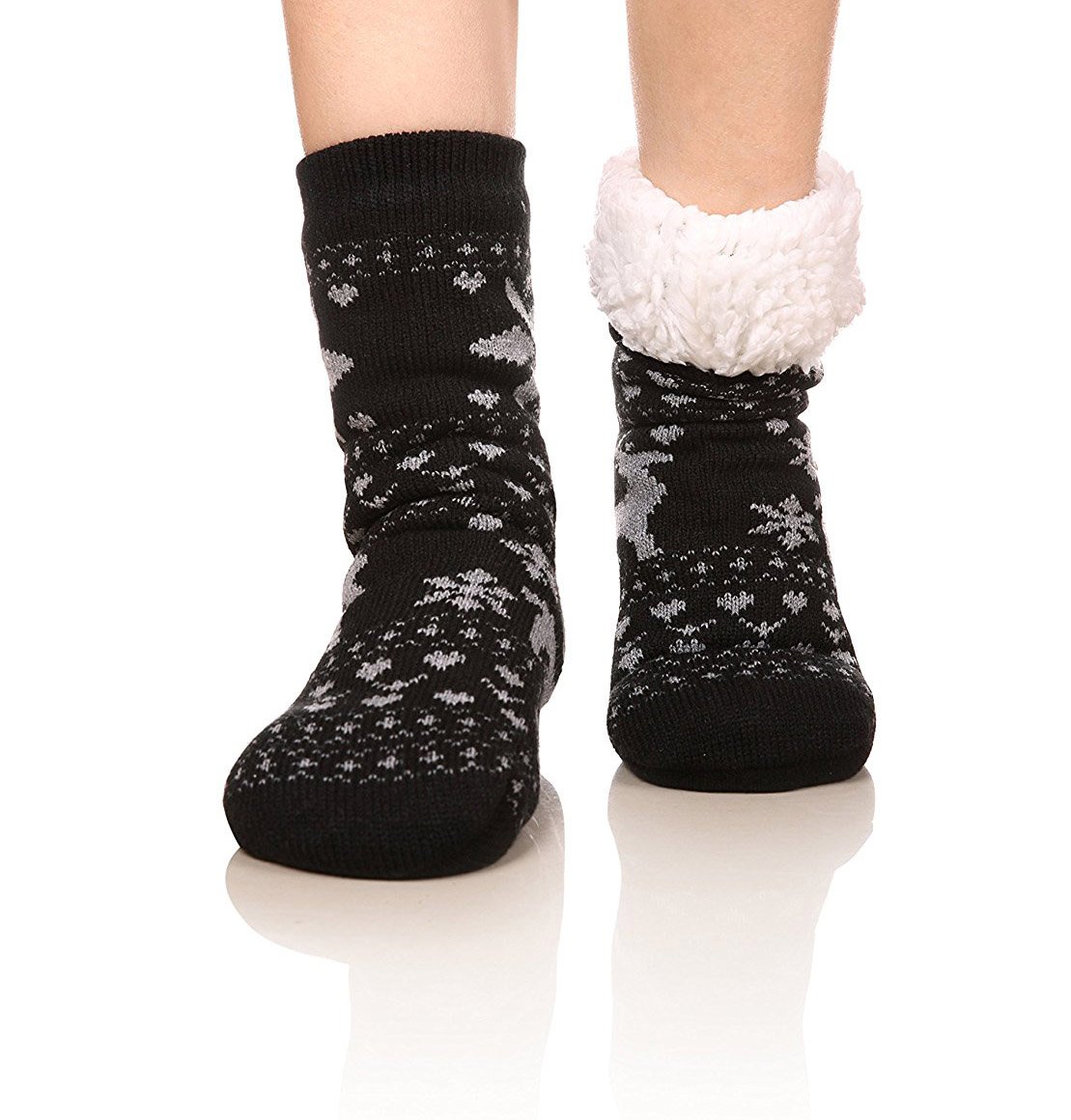 FRALOSHA Women's Fuzzy Warm Slipper Socks Set - 6 Pairs Cozy Anti-Skid House Socks for Winter, Soft Lined Indoor Floor Socks with Gift Box - Perfect for Christmas Gifts, Home Comfort & Cold Weather Wear