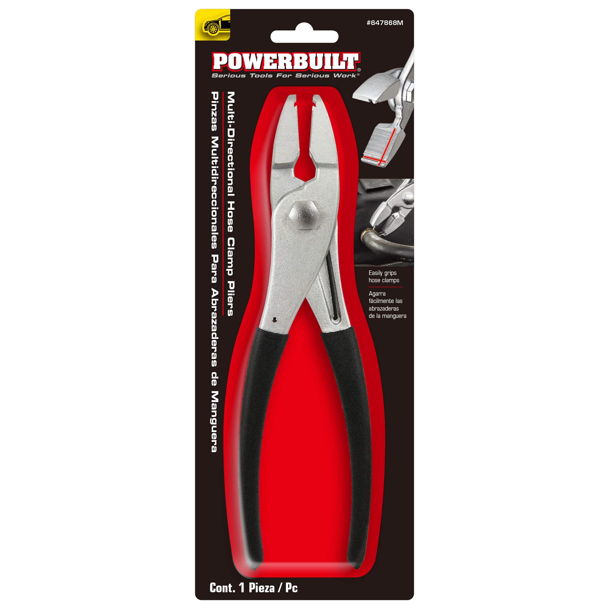 Powerbuilt Multi-Directional Hose Clamp Pliers - Professional Tool for Holding Clamps, Fuel Lines & Radiator Hoses with Gripping Jaws (Model 647868M) - Perfect for Automotive Repair, Plumbing & DIY Projects