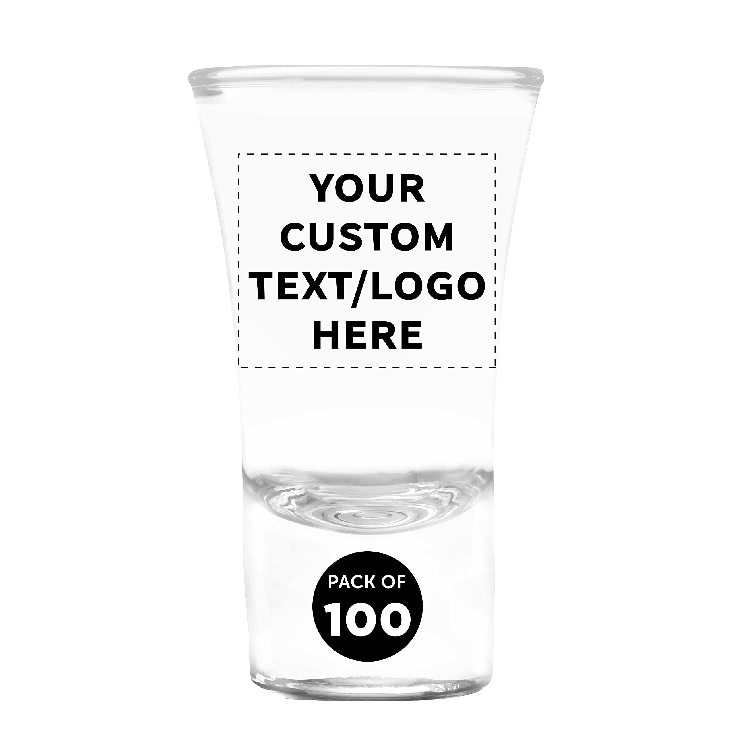 Custom 2 oz. Lord Shooter Etched Shot Glasses - 100 Pack with Personalized Text & Logo - Perfect for 21st Birthday Parties, Barware, and Lounge Glassware - Clear Glass Drinking Cups for Cocktails, Whiskey, and Party Favors