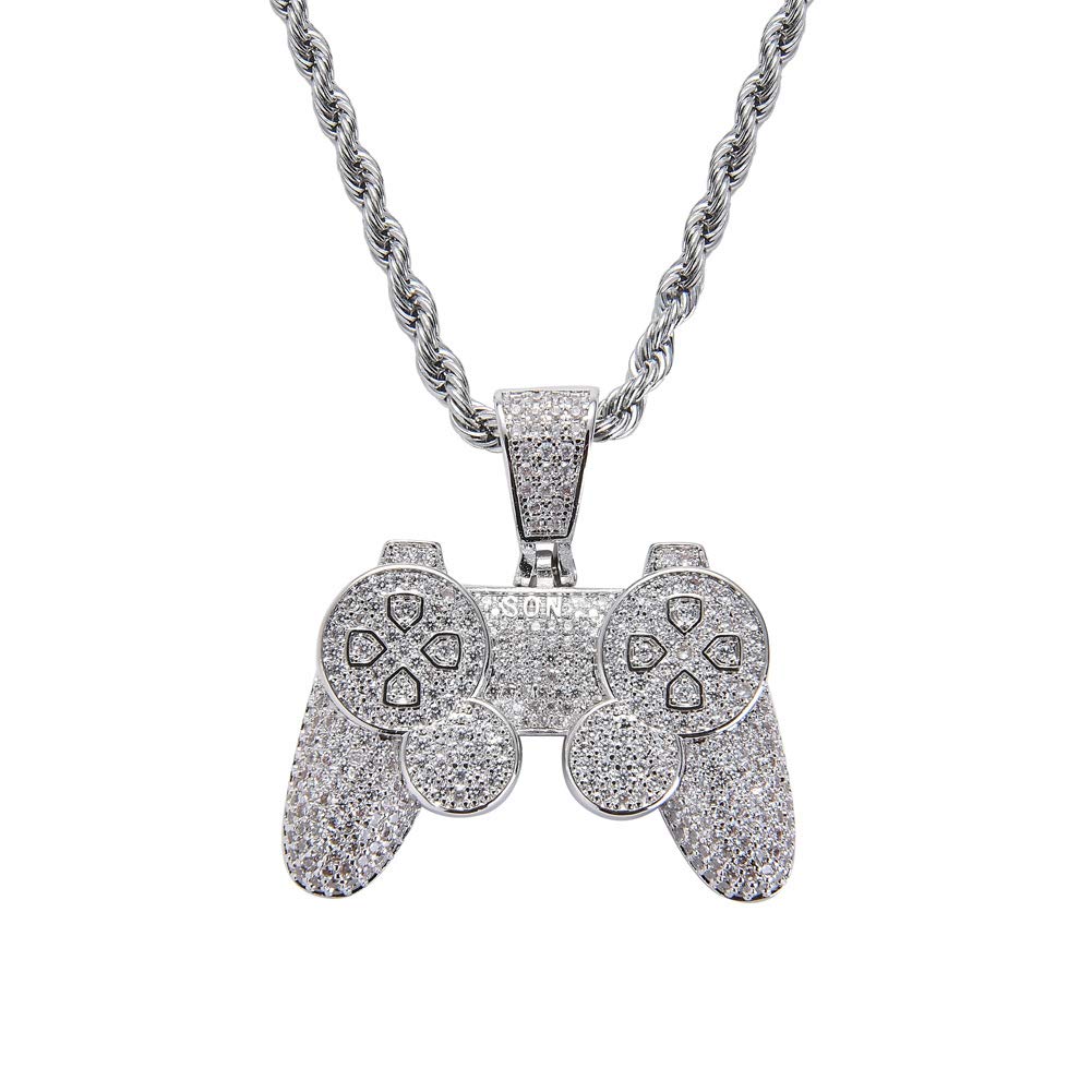 18K Gold Plated Iced Out Pendant Necklace with CZ Simulated Diamonds - Hip Hop Bling Jewelry for Men & Women - Perfect for Parties, Gifts & Streetwear Fashion
