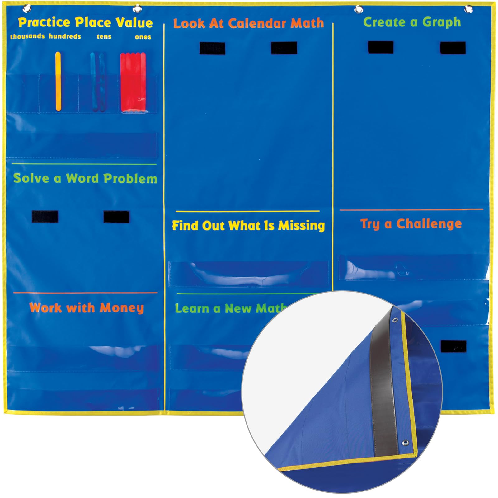 Really Good Stuff Daily Math Pocket Chart - Interactive Classroom Learning Tool for Elementary Students | Perfect for Math Centers, Homeschooling & Teacher Resources