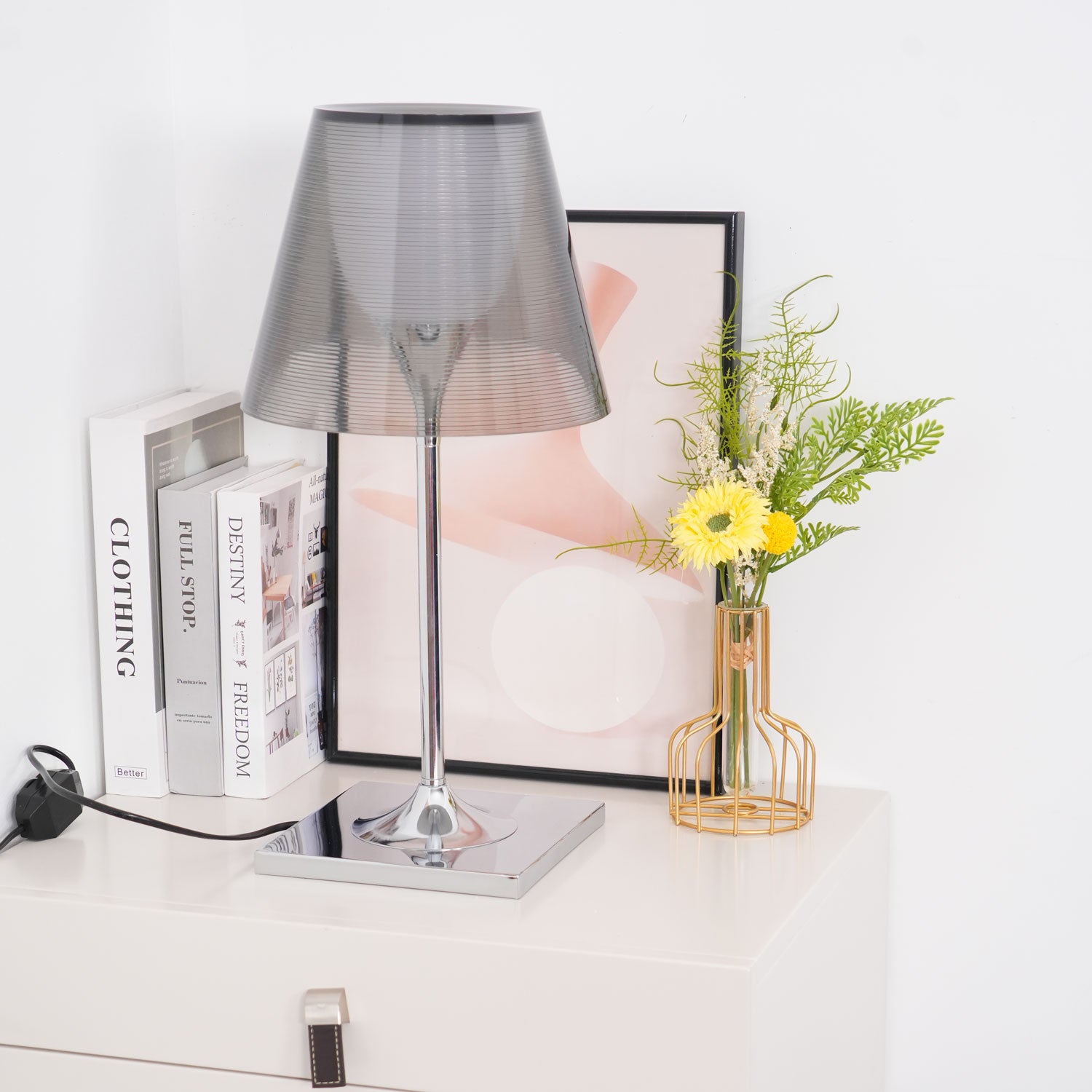 Chrome Prism Table Lamp - Modern LED Nightstand Light for Bedroom, Living Room & Office Decor - Perfect for Reading, Relaxing & Creating Ambient Lighting